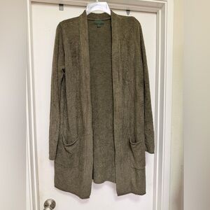 Barefoot Dreams Cozychic Lite open cardigan - moss green - size M